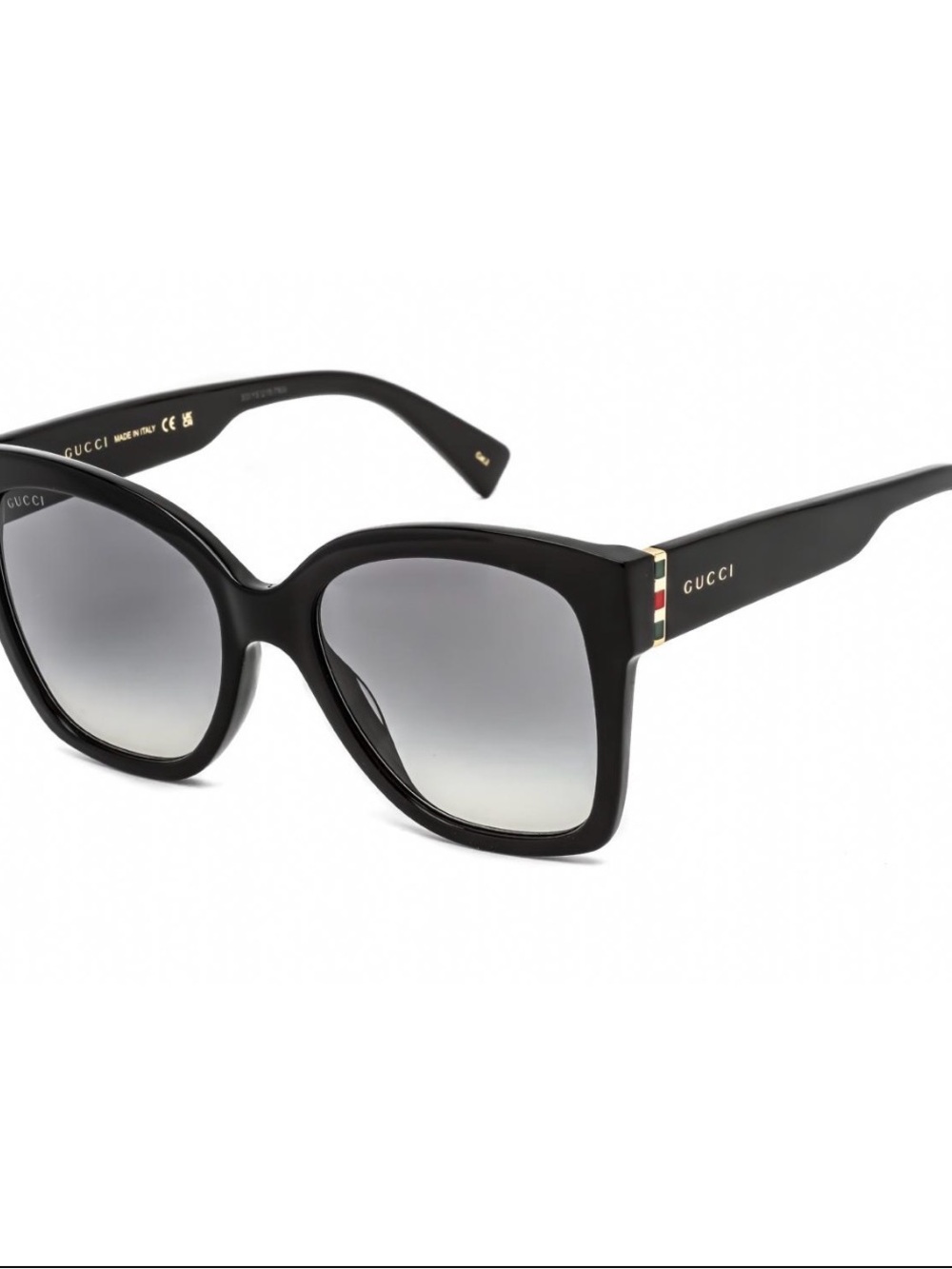 Gucci Black Gradient Square Sunglasses with Subtle Stripe Detail
